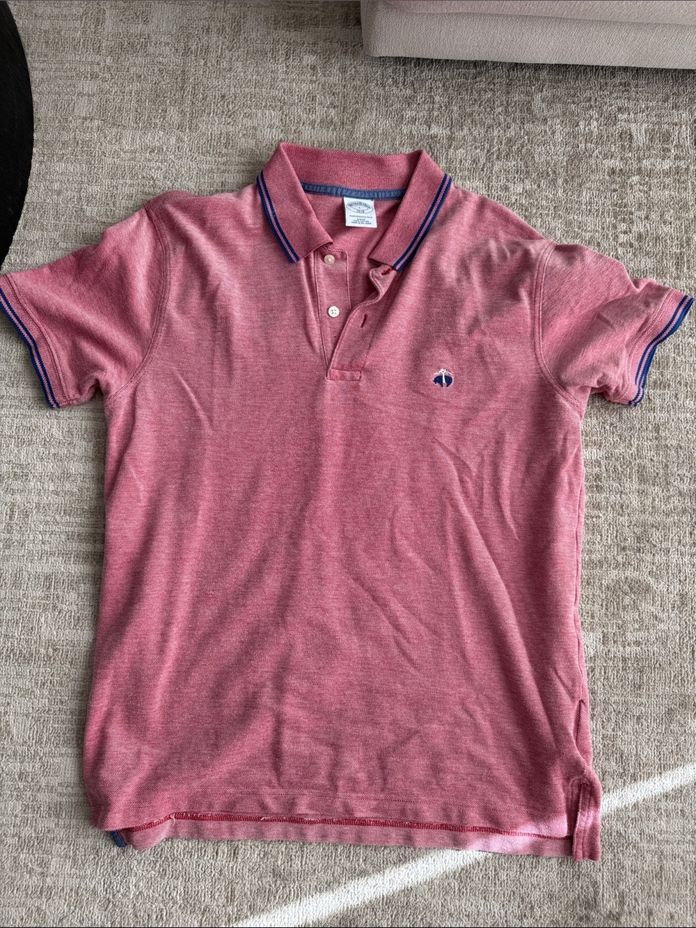 Brooks Brothers Light Red Polo with Navy Contrast Trim